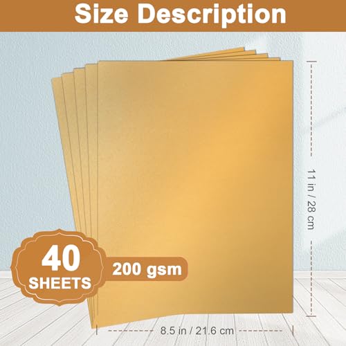 40 Sheets Gold Shimmer Cardstock 8.5 x 11 Certificate Paper 75lb (40 Count)