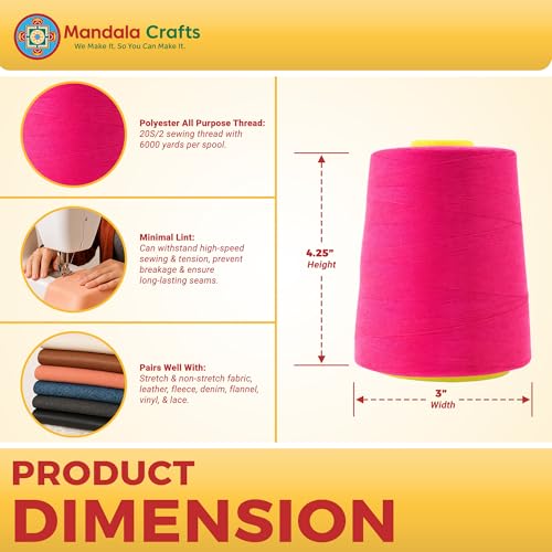 20S 2 Hot Pink Polyester 4 Pack of Serger Threads Cones