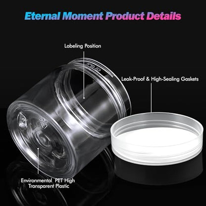 36 Pack 6 OZ Plastic Jars Clear Cosmetic Container with Lids (36 Count)