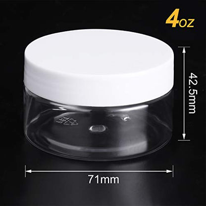 12 Pack 4 oz Plastic Container Jars with Lids Round Clear Travel Cosmetic Container Jars for Toiletries (12 Count)