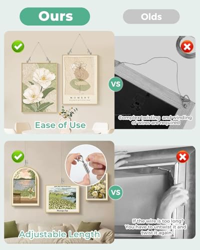 4PCS Adjustable Picture Hanging Wire 2m x 1.5mm Large Hooks