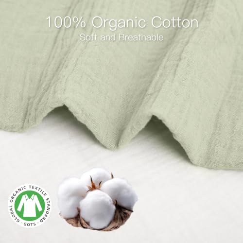 Organic Pack and Play Sheets Fitted 38”x26” 100% Muslin Cotton (2 Count)