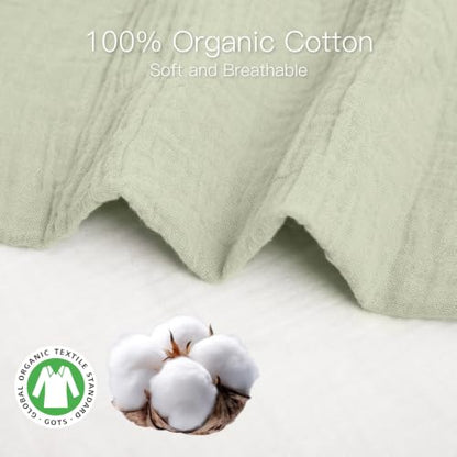 Organic Pack and Play Sheets Fitted 38”x26” 100% Muslin Cotton (2 Count)