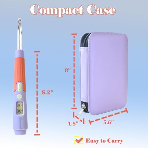 18 Size Digital Counting & Lighted Crochet Hooks Set 2.0mm (18 Count)