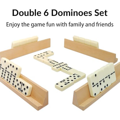 Dominos Set for Adults with 4 Wooden Racks