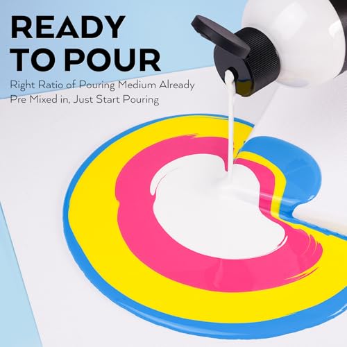 24 Colors 8.45oz Large Volume Acrylic Pour Paint Kit (202.8 Fl Oz)
