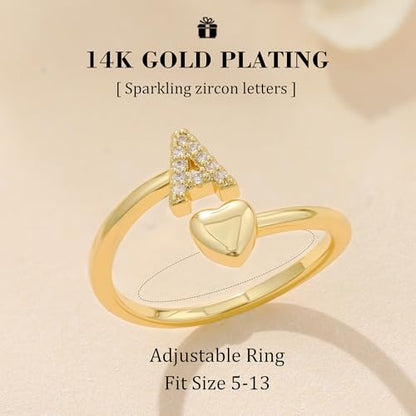 Gold Initial Rings for Women Non Tarnish