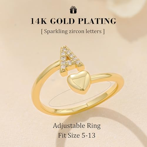 Gold Initial Rings for Women Non Tarnish