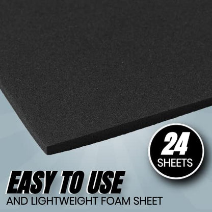 24 Ct Sheets Black EVA Cosplay Foam in 9” x 12’’ Sheets; High Density Thick Foam 85 kg