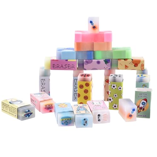 23PCS Big Fun Cute Animal Fruit Pencil Erasers for Kids Bulk (23 Count)