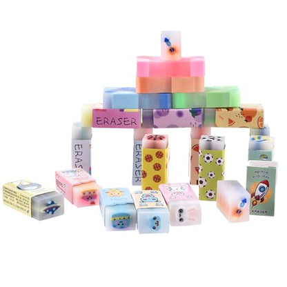23PCS Big Fun Cute Animal Fruit Pencil Erasers for Kids Bulk (23 Count)