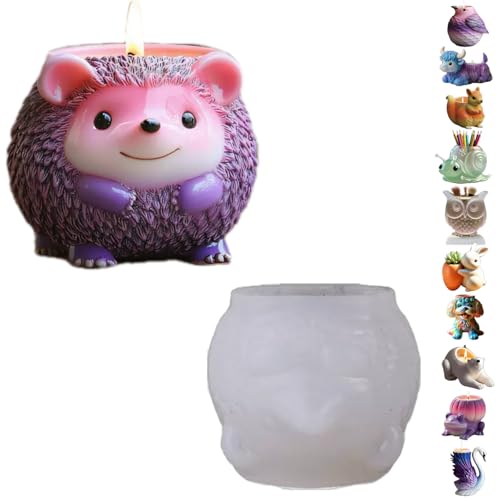 Animal Resin Molds Silicone 3D Cute Hedgehog Epoxy Resin Plaster Candle Holder Wax Molds for Candle Making