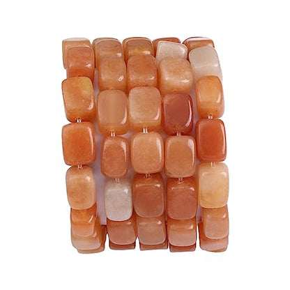 Natural Red Aventurine Cuboid Stone Loose Semi Gemstone Beads for Jewelry Making 8mmx12mm 38cm (33 Count)