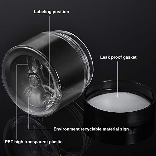 12 Pack 2 oz Plastic Container Jars with Lids Round Clear Travel Cosmetic Container Slime Jars for Toiletries (24 Count)