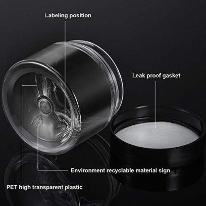 12 Pack 2 oz Plastic Container Jars with Lids Round Clear Travel Cosmetic Container Slime Jars for Toiletries (24 Count)