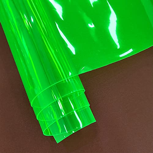 HYANG Green Transparent PVC Super Clear Holographic Vinyl Faux Leather Sheets 1 Roll 12" x 47"
