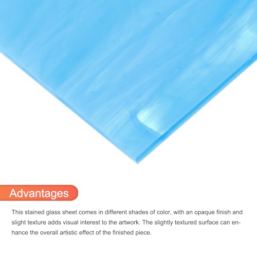 2 Pcs Stained Glass Sheet Mosaic Tile 7.9 Inch x 5.9 Inch Pale Blue Stained Glass Sheets for Crafts DIY Art Project
