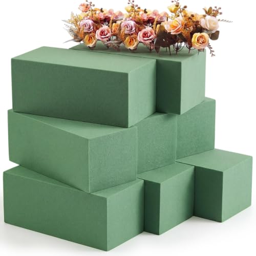 8 Pcs Green Reusable Floral Foam Blocks Water Weather Resistant Dry Floral Foam for Artificial Flower Arrangements Outdoor Hanging Florist Plant Bases for DIY Wedding