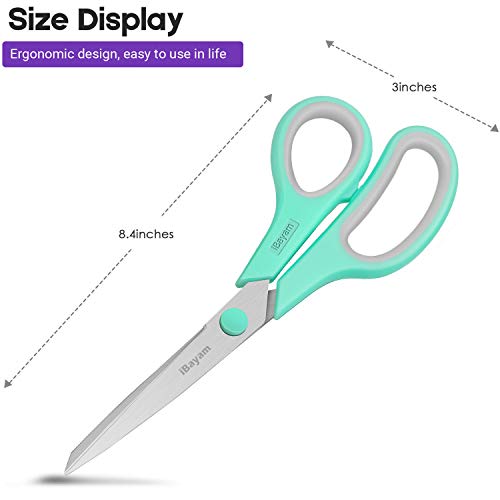 8" Heavy Duty Scissors All Purpose for Office School Crafts Sewing (3 Count)