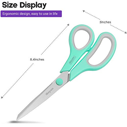 8" Heavy Duty Scissors All Purpose for Office School Crafts Sewing (3 Count)