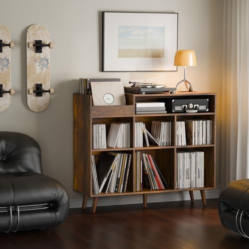 Large Record Player Stand with Vinyl Storage Cabinet