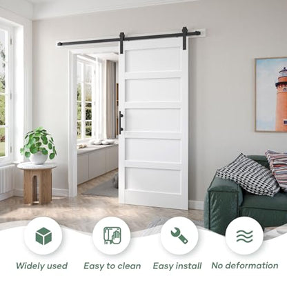 36inx80in White Barn Door and 6.6FT Sliding Barn Door Hardware Kit Included