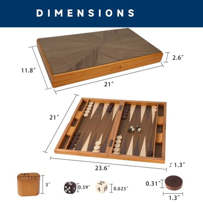 GSE Premium Wooden Inlay Backgammon Board Set