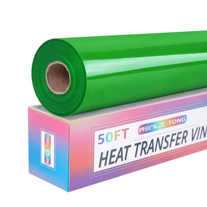 RENLITONG Fruit Green Iron on Vinyl 12Inch by 50ft Roll Heat Transfer Vinyl for T