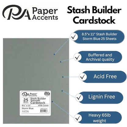 PA Paper Accents Stash Builder Cardstock 8.5" x 11" Storm Blue
