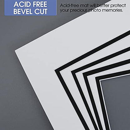 5 Pack Double mat 11x14 for 8x10 Photo White Over Black
