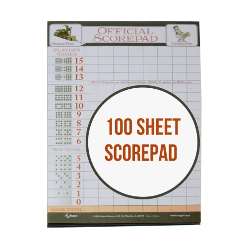 Mexican Train Score Pads & Chicken Foot Dominoes Game for Adults