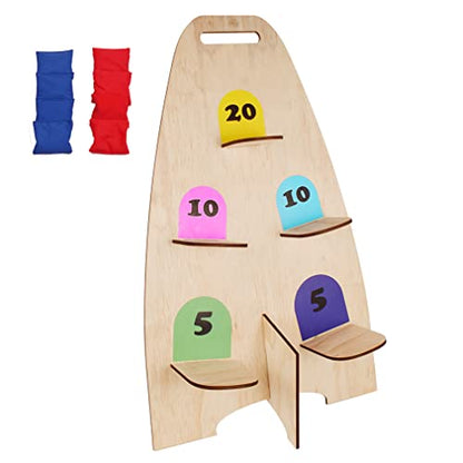 Vertical Cornhole Game with 8pcs Bags Wood Bean Bag Toss Games for Kids and Adults Outdoor & Indoor Use
