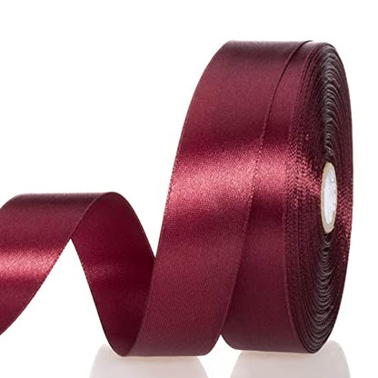 1 Inch Wine Red Solid Satin Ribbon for Gift Wrapping