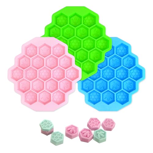 3Pcs Honeycomb Bees Silicone Molds (57 Count)