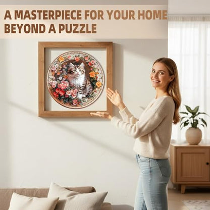 Colorful Flowers Cat Puzzles Adults Gifts for Women Men Wooden 316 Pieces 13.8 * 13.8in