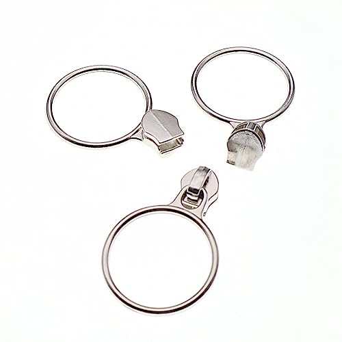 5 Silver Metallic Nylon Coil Zippers by The Yard Bulk 10 Yards White Zipper Tape with 25pcs Silver Ring Pull Sliders for DIY Sewing Tailor Craft Bag