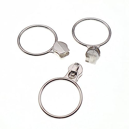5 Silver Metallic Nylon Coil Zippers by The Yard Bulk 10 Yards White Zipper Tape with 25pcs Silver Ring Pull Sliders for DIY Sewing Tailor Craft Bag