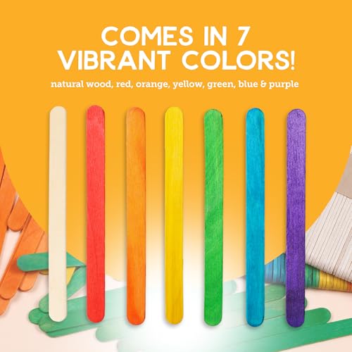 Jumbo Colored Wooden Popsicle Craft Sticks (600 Count)