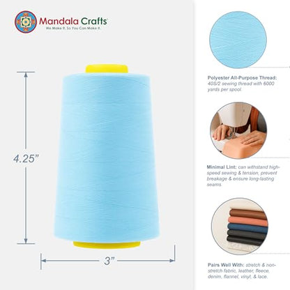 40S 2 Pale Blue Polyester 4 Pack of Serger Threads Cones