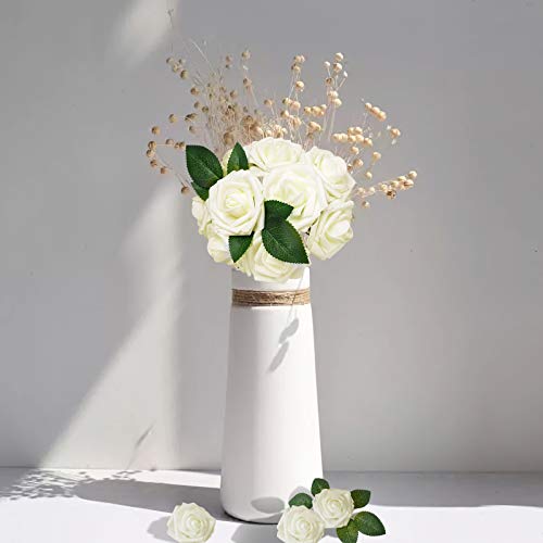 Ivory Rose 25pcs Real Looking Artificial Flowers w (25 Count)