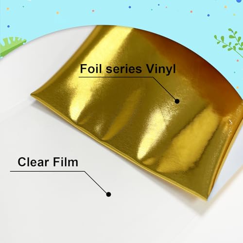 Sheet Metallic Foil Heat Transfer Vinyl Gold12Inch*6Ft Bundle Chrome HTV in Vibrant Colors for Stunning T