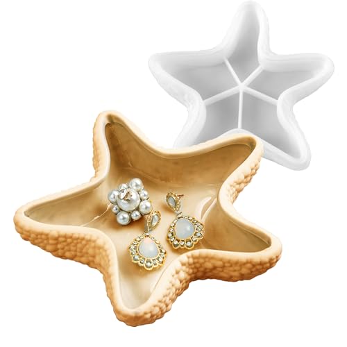 Starfish Tray Silicone Mold Candle Holder Jewelry Plate Resin Tray Display Trinkets Container Storage Dish for Concrete Creative Art Craft Home Decor