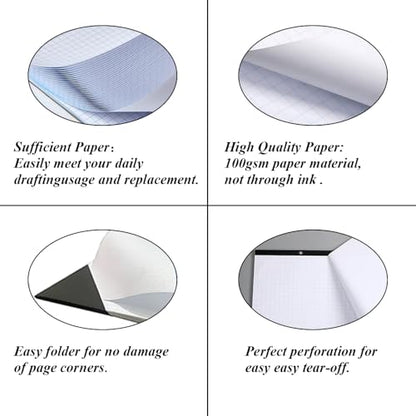 2-Pack) Large Engineering Graph Notepad - 22" x 17" Grid Paper, 100 Sheets/200 Pages, 4"x4" Grid Pad, Giant Drafting Pad Sketching Grid Paper for Engineer Architect Designer