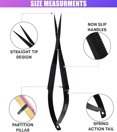 Cross Edge Spring Scissors 5 Inch straight Stainless Steel Precision Eyebrow & Eyelash Shaping & Trimming Scissor