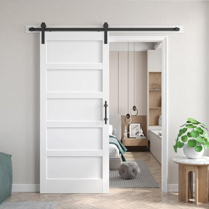36inx80in White Barn Door and 6.6FT Sliding Barn Door Hardware Kit Included
