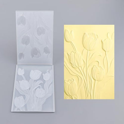 3D Flowers Theme Plastic Embossing Folders Tulip for DIY Scrapbooking Photo Album Card Paper Craft Decoration for Card Making