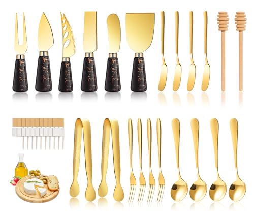 Marble Gold and Black Cheese Knife Set (36 Count)