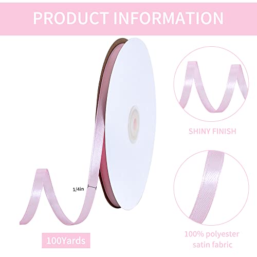 100 Yards 1 4 Inch Pink Satin Ribbon Thin Gift Wrapping Ribbon