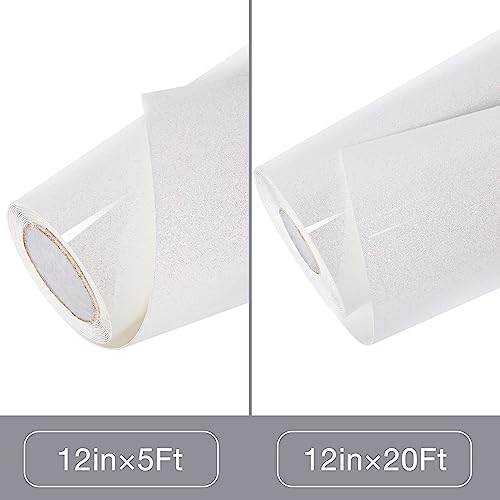 Iridescent White HTV Heat Transfer Vinyl Roll 12 in x 20 ft Sparkly Rainbow White Iron