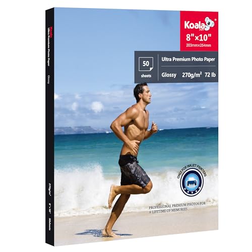 Photo Paper Resin Coated 8x10 In Glossy Photo Printer Paper 72lb (50 Count)
